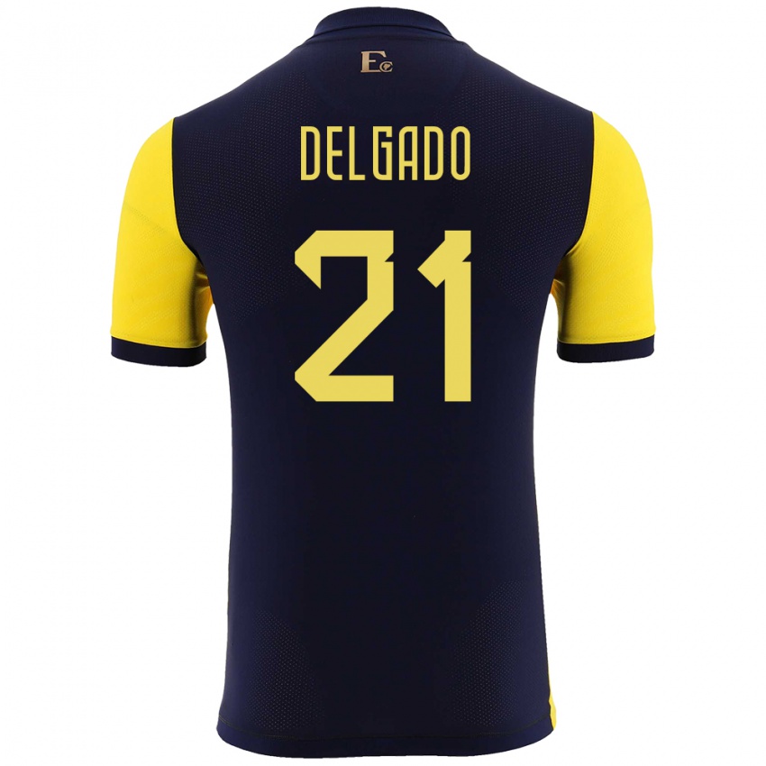 Damen Ecuador Patrickson Delgado #21 Gelb Heimtrikot Trikot 24-26 T-Shirt