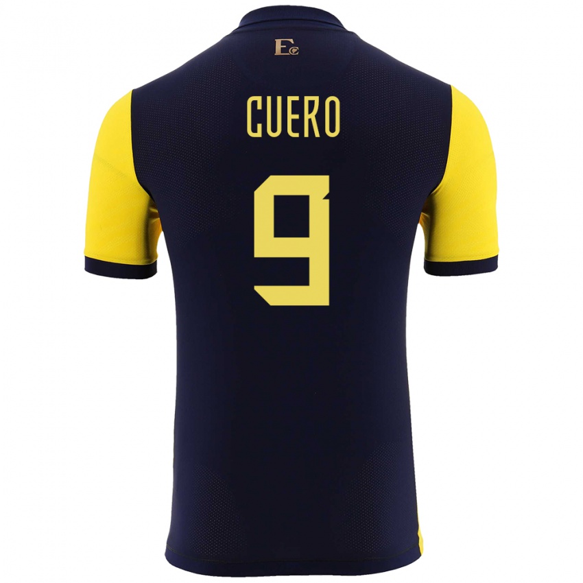 Damen Ecuador Justin Cuero #9 Gelb Heimtrikot Trikot 24-26 T-Shirt