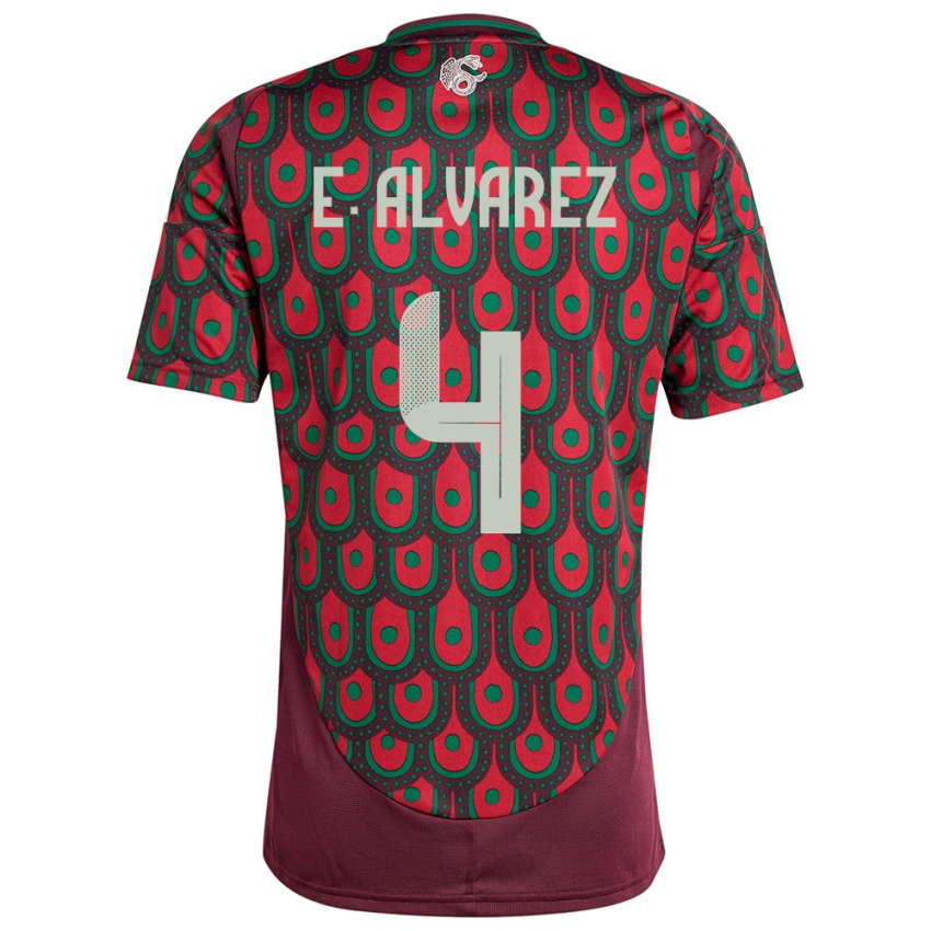 Damen Mexiko Edson Alvarez #4 Kastanienbraun Heimtrikot Trikot 24-26 T-Shirt