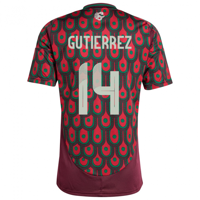 Damen Mexiko Erick Gutierrez #14 Kastanienbraun Heimtrikot Trikot 24-26 T-Shirt