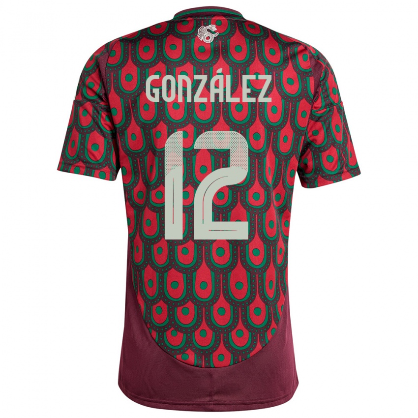 Damen Mexiko Itzel Gonzalez #12 Kastanienbraun Heimtrikot Trikot 24-26 T-Shirt