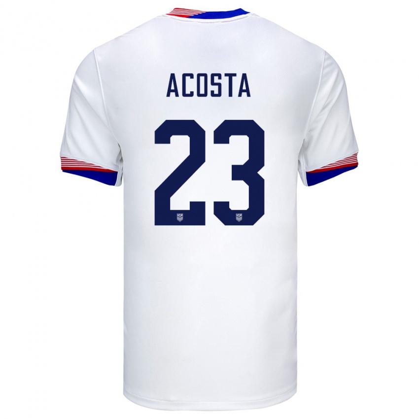 Damen Vereinigte Staaten Kellyn Acosta #23 Weiß Heimtrikot Trikot 24-26 T-Shirt