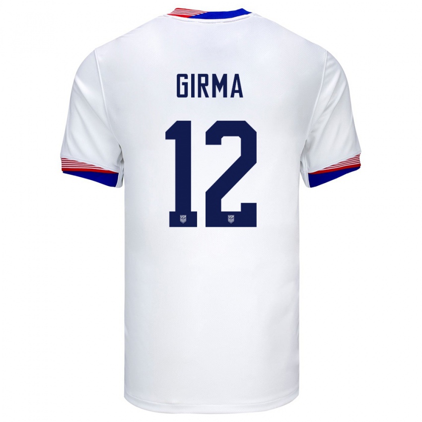 Damen Vereinigte Staaten Naomi Girma #12 Weiß Heimtrikot Trikot 24-26 T-Shirt