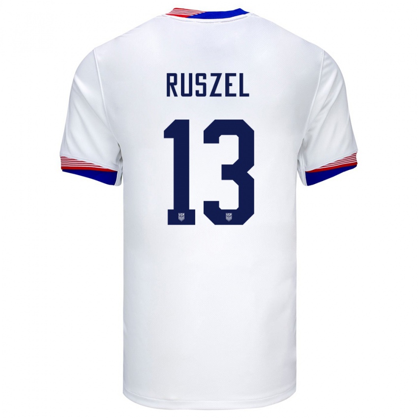 Damen Vereinigte Staaten Marcel Ruszel #13 Weiß Heimtrikot Trikot 24-26 T-Shirt