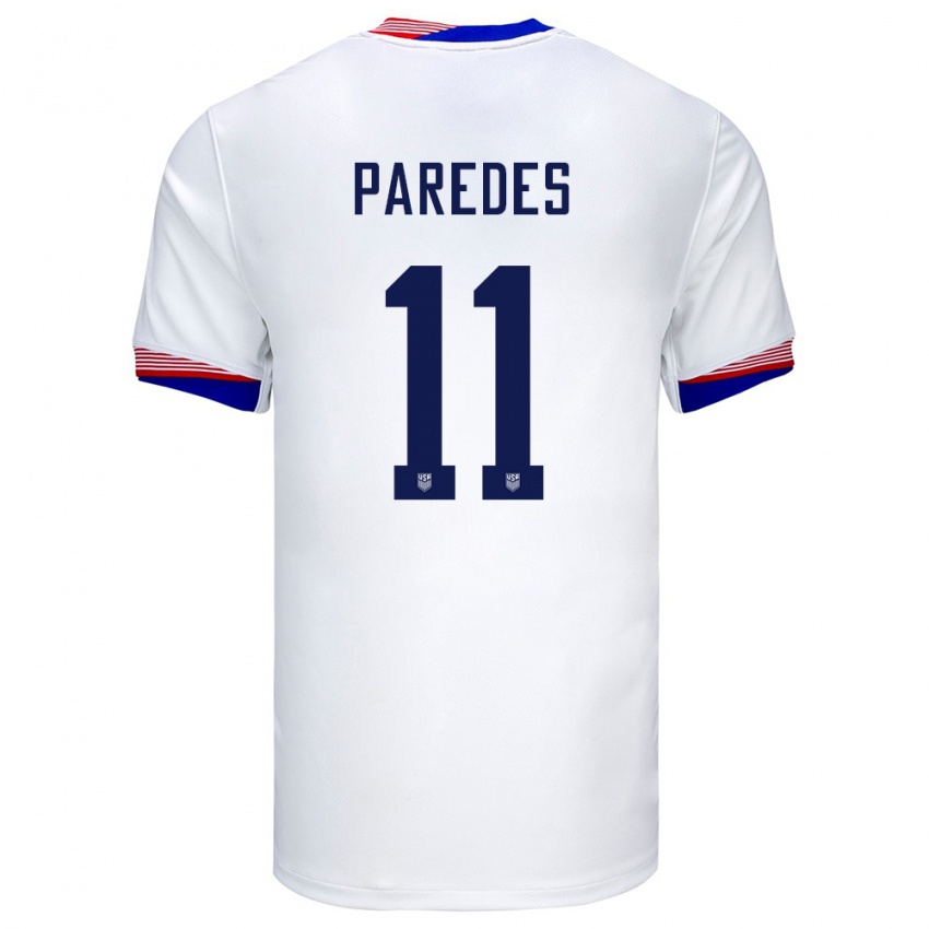 Damen Vereinigte Staaten Kevin Paredes #11 Weiß Heimtrikot Trikot 24-26 T-Shirt