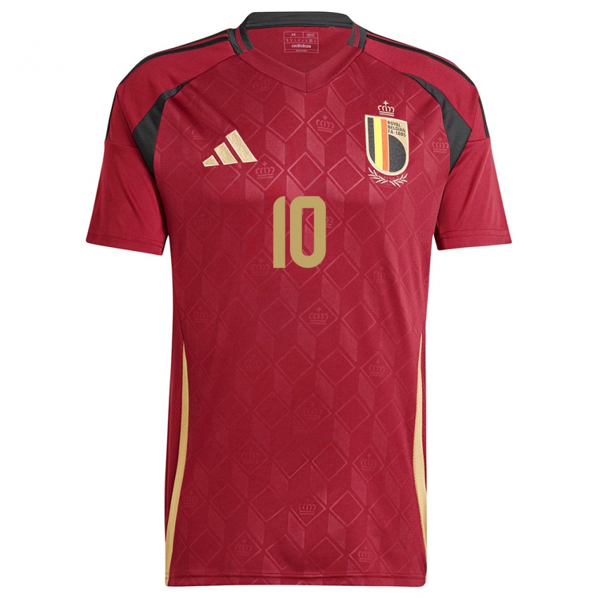 Damen Belgien Mario Stroeykens #10 Burgund Heimtrikot Trikot 24-26 T-Shirt