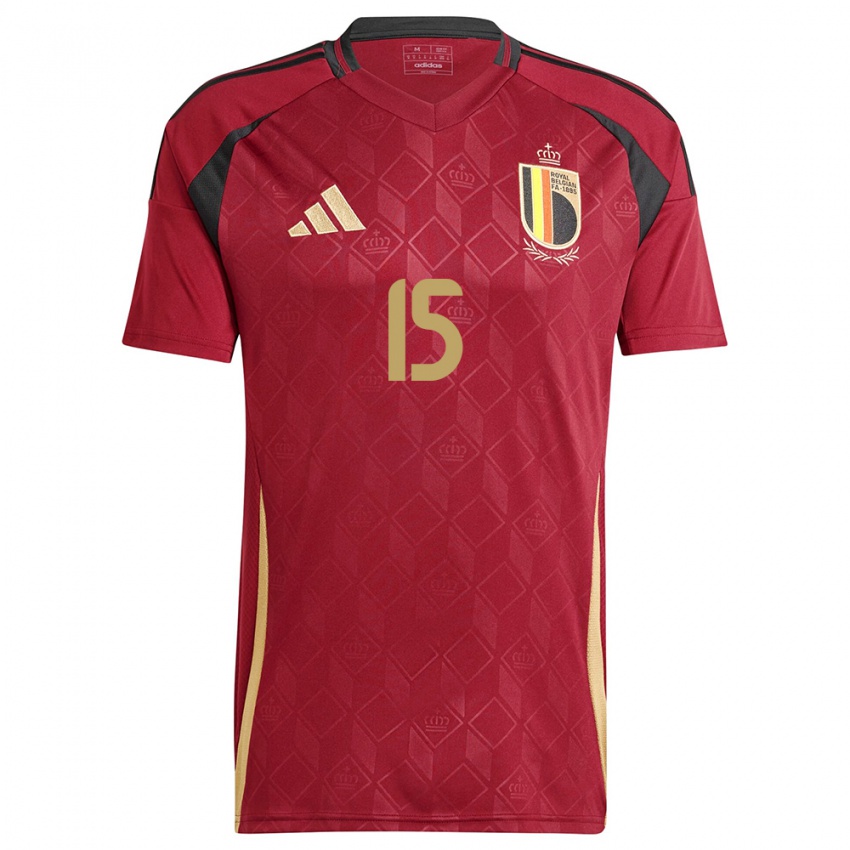 Damen Belgien Thomas Meunier #15 Burgund Heimtrikot Trikot 24-26 T-Shirt