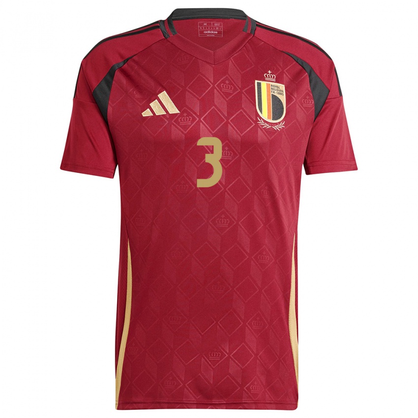 Damen Belgien Ella Van Kerkhoven #3 Burgund Heimtrikot Trikot 24-26 T-Shirt