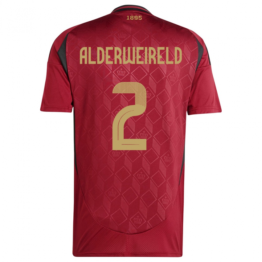 Damen Belgien Toby Alderweireld #2 Burgund Heimtrikot Trikot 24-26 T-Shirt