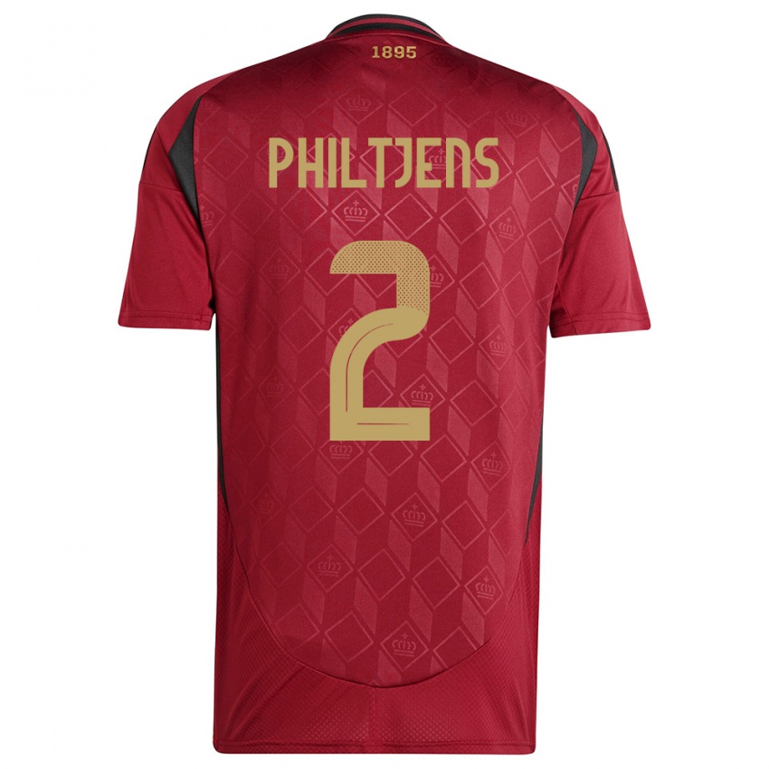 Damen Belgien Davina Philtjens #2 Burgund Heimtrikot Trikot 24-26 T-Shirt