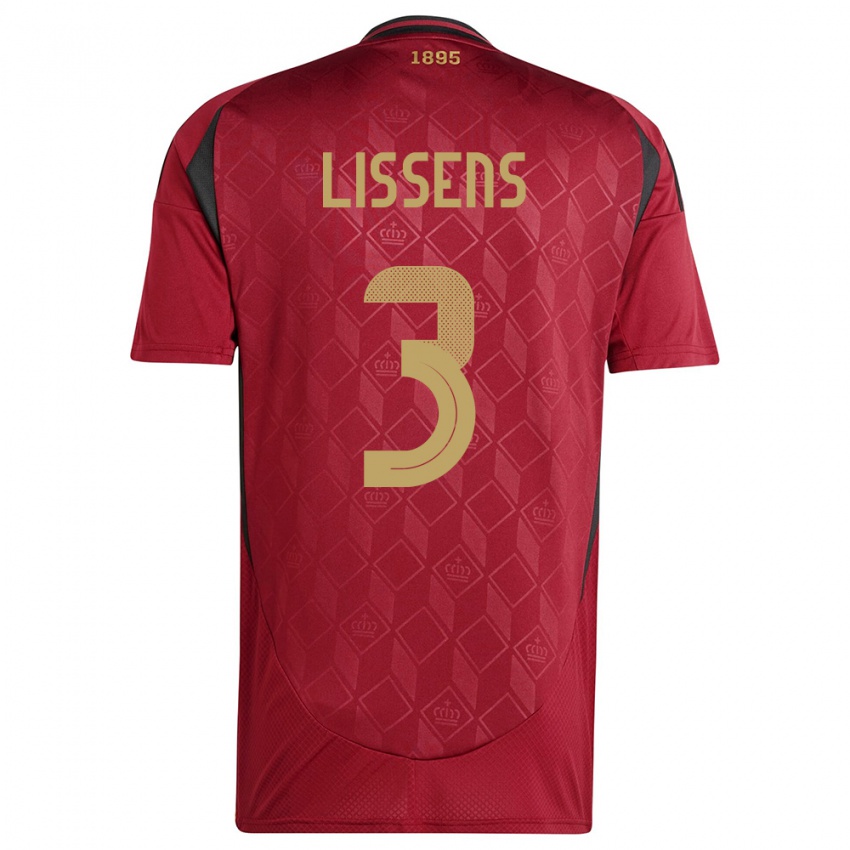 Damen Belgien Lucas Lissens #3 Burgund Heimtrikot Trikot 24-26 T-Shirt