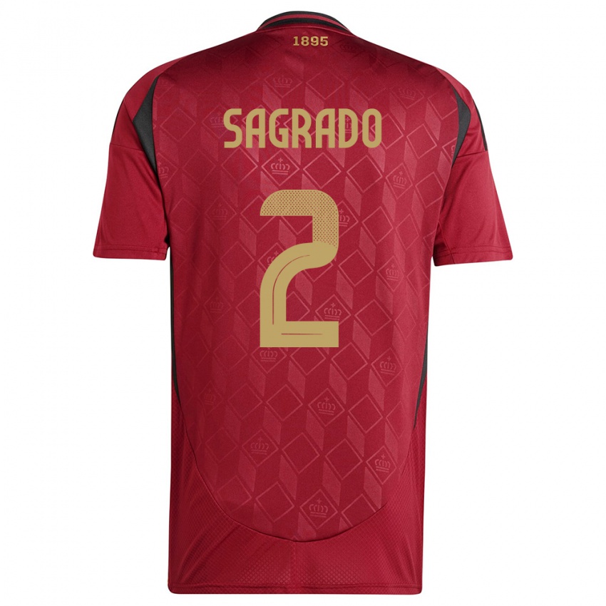 Damen Belgien Richie Sagrado #2 Burgund Heimtrikot Trikot 24-26 T-Shirt