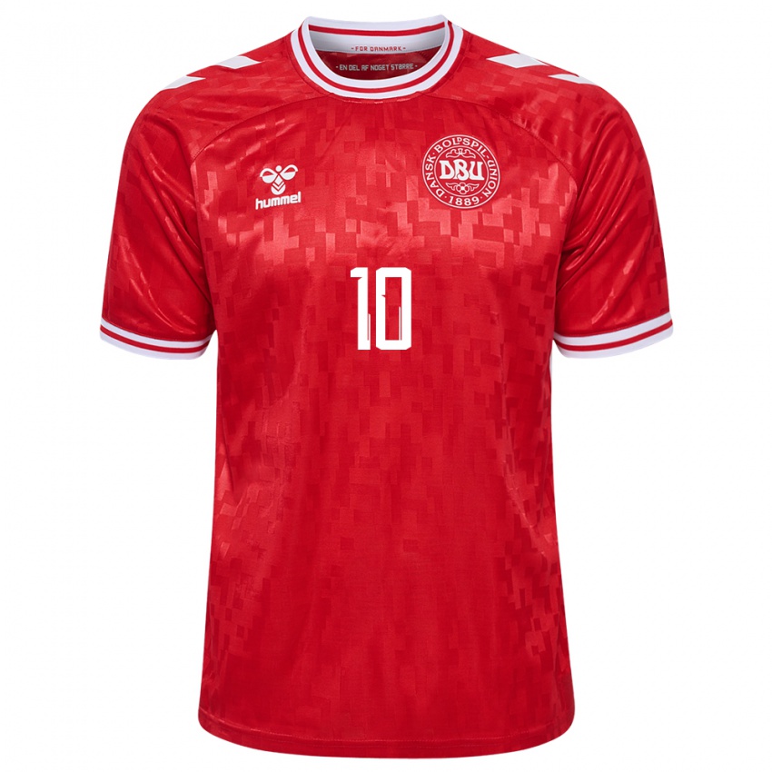 Damen Dänemark Pernille Harder #10 Rot Heimtrikot Trikot 24-26 T-Shirt