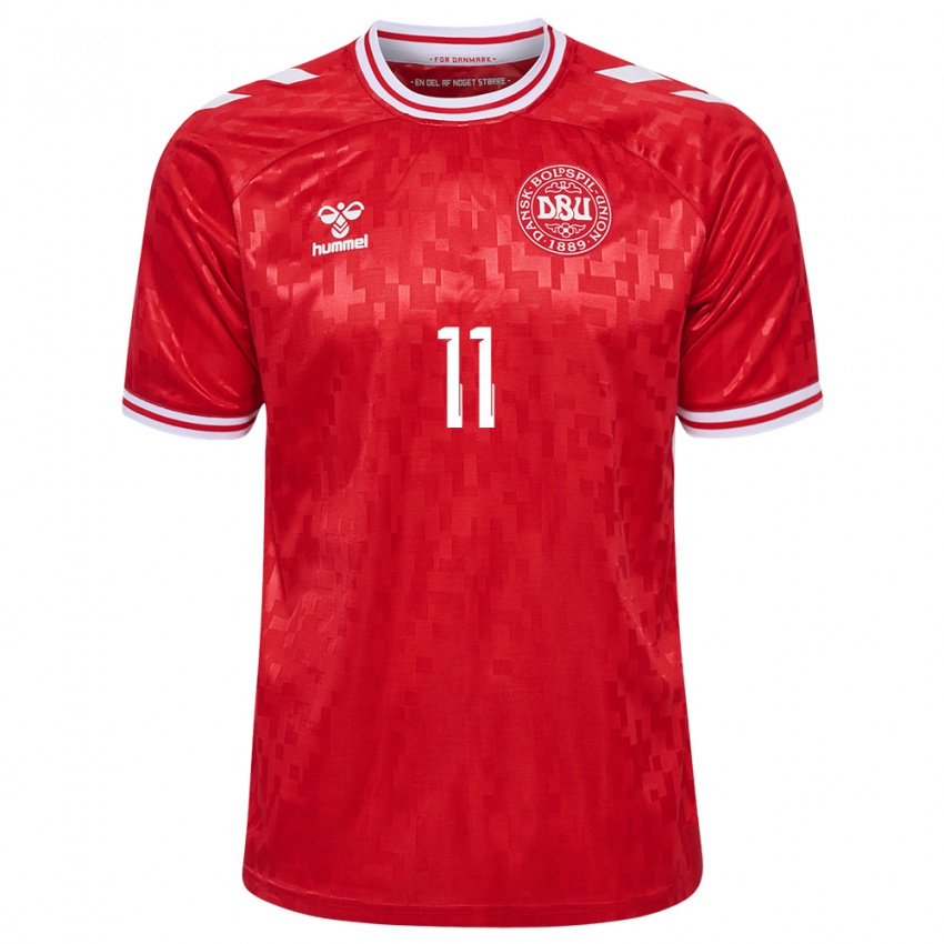 Damen Dänemark Katrine Veje #11 Rot Heimtrikot Trikot 24-26 T-Shirt