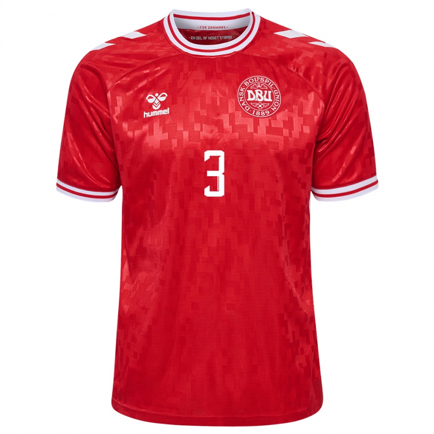 Damen Dänemark Victor Nelsson #3 Rot Heimtrikot Trikot 24-26 T-Shirt