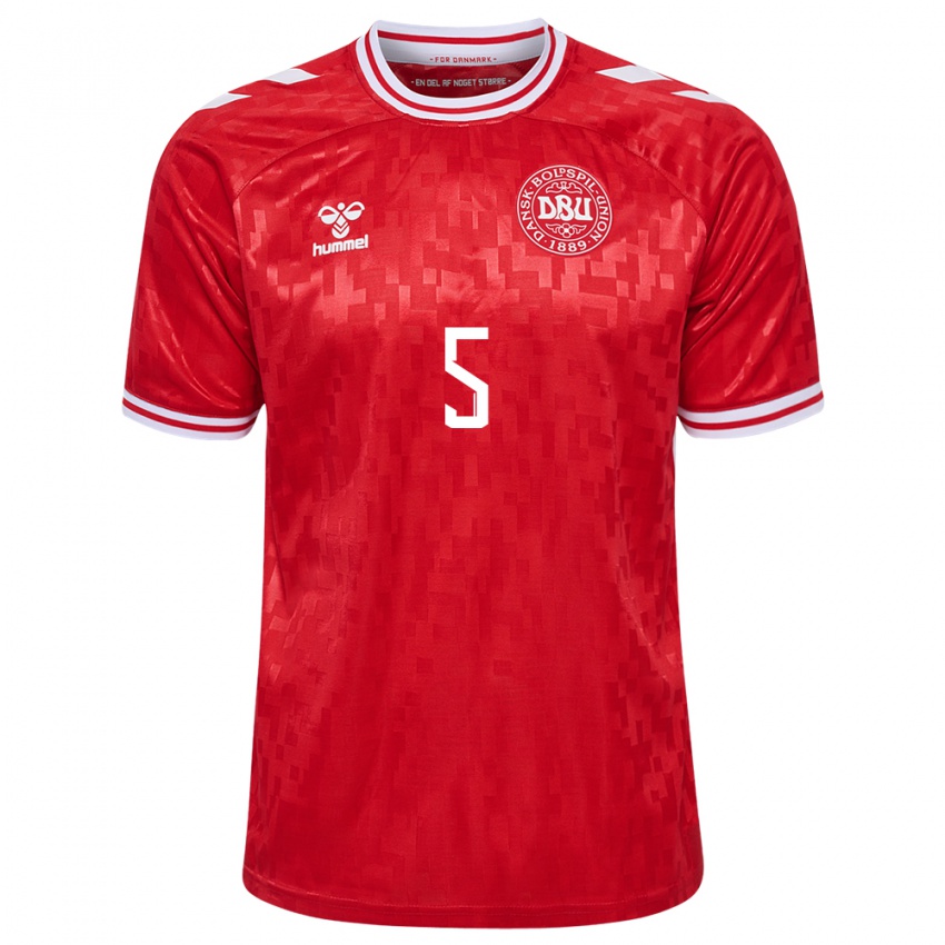 Damen Dänemark Joakim Maehle #5 Rot Heimtrikot Trikot 24-26 T-Shirt