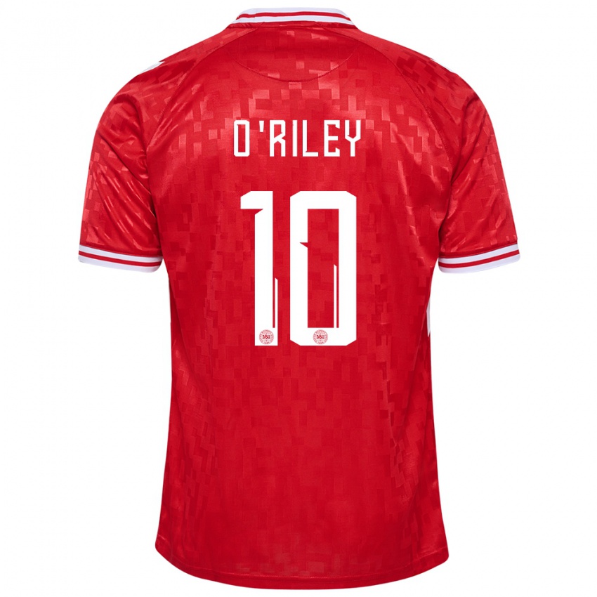 Damen Dänemark Matt O Riley #10 Rot Heimtrikot Trikot 24-26 T-Shirt