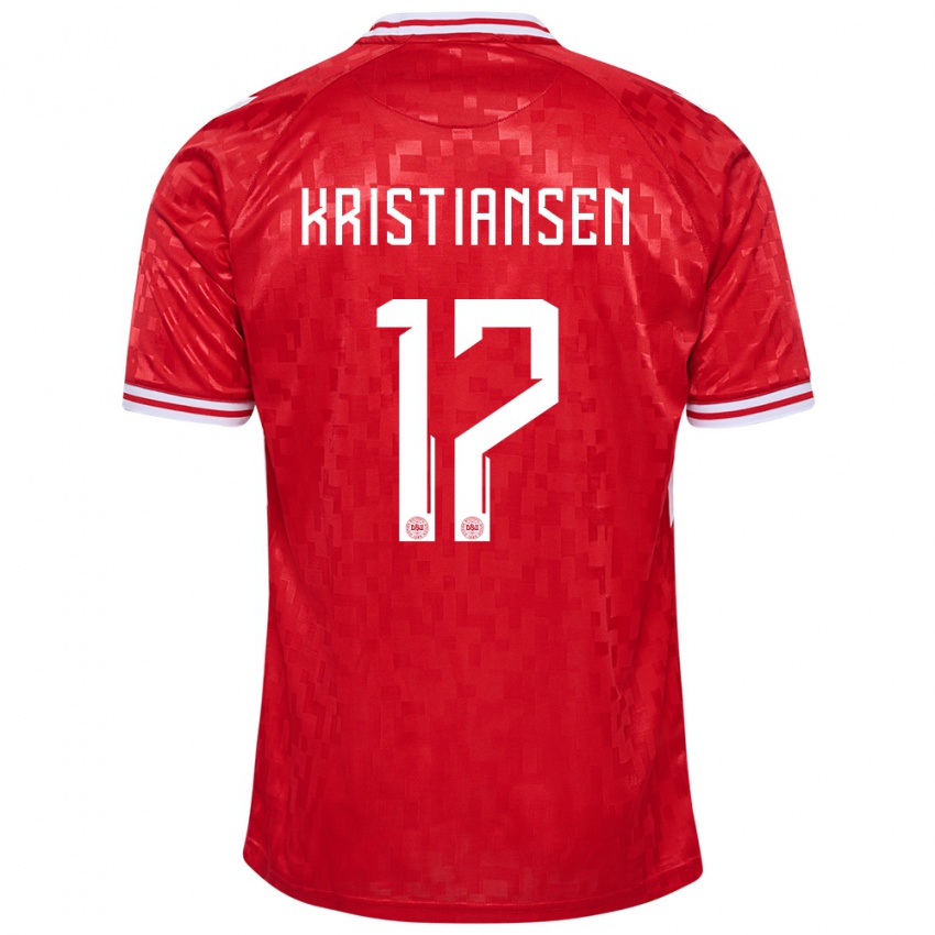 Damen Dänemark Victor Kristiansen #17 Rot Heimtrikot Trikot 24-26 T-Shirt