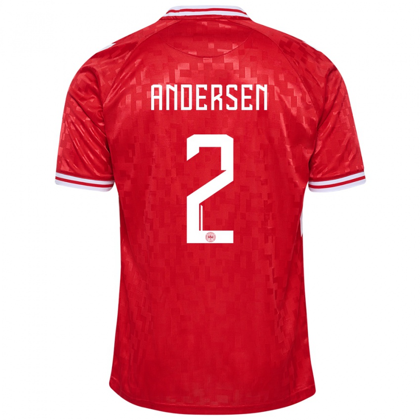Damen Dänemark Joachim Andersen #2 Rot Heimtrikot Trikot 24-26 T-Shirt