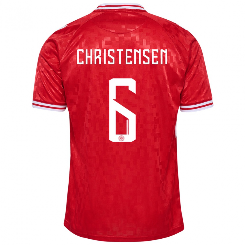 Damen Dänemark Andreas Christensen #6 Rot Heimtrikot Trikot 24-26 T-Shirt