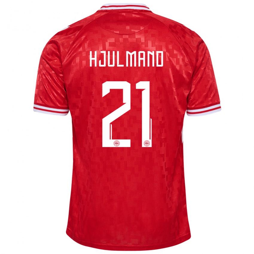 Damen Dänemark Morten Hjulmand #21 Rot Heimtrikot Trikot 24-26 T-Shirt