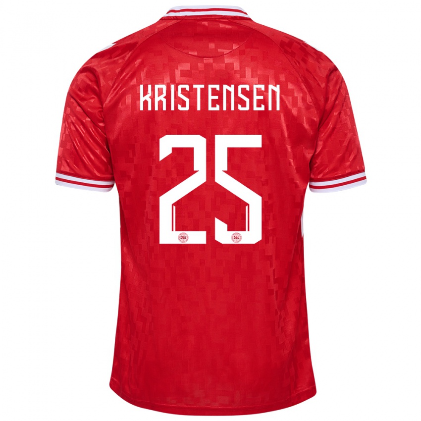 Damen Dänemark Rasmus Kristensen #25 Rot Heimtrikot Trikot 24-26 T-Shirt