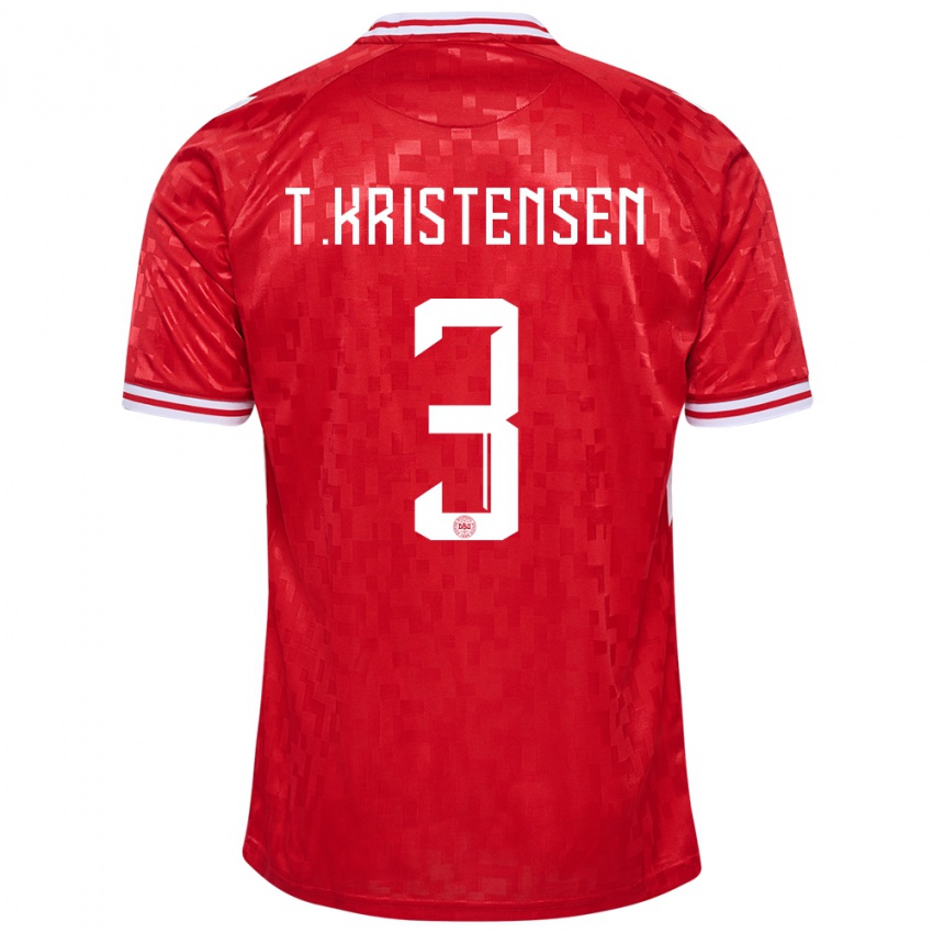 Damen Dänemark Thomas Kristensen #3 Rot Heimtrikot Trikot 24-26 T-Shirt