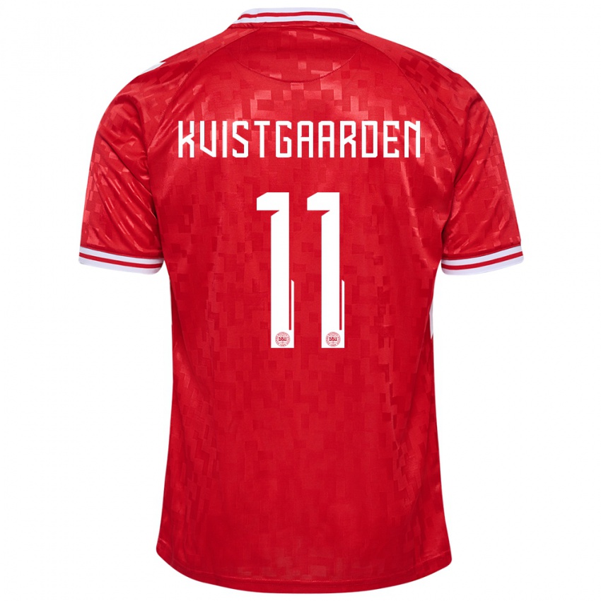 Damen Dänemark Mathias Kvistgaarden #11 Rot Heimtrikot Trikot 24-26 T-Shirt