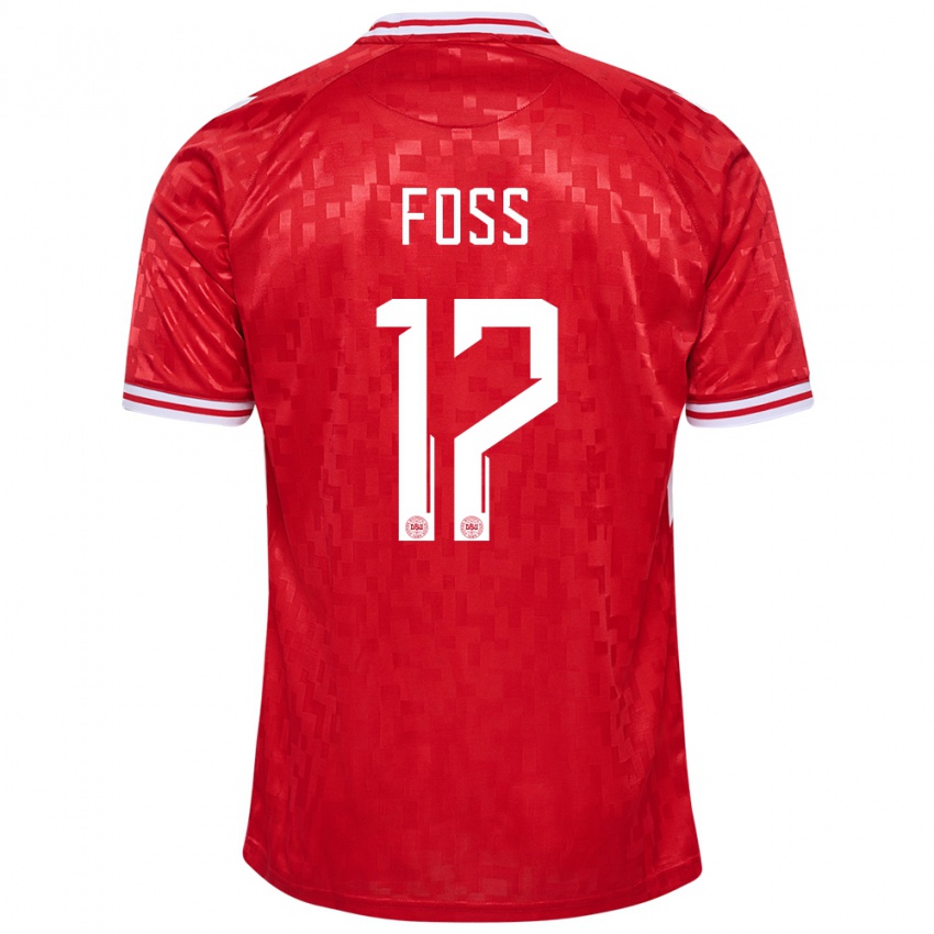 Damen Dänemark Jonathan Foss #17 Rot Heimtrikot Trikot 24-26 T-Shirt