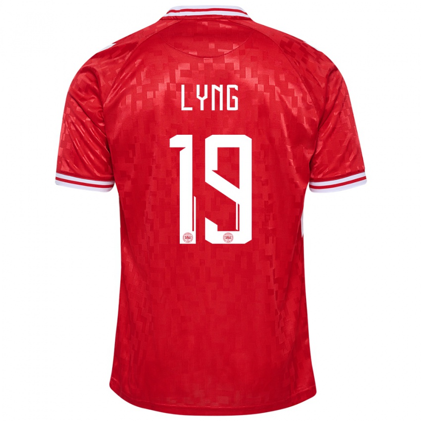 Damen Dänemark Alexander Lyng #19 Rot Heimtrikot Trikot 24-26 T-Shirt