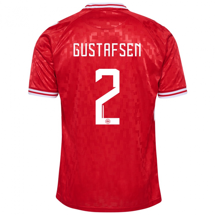 Damen Dänemark Victor Gustafsen #2 Rot Heimtrikot Trikot 24-26 T-Shirt