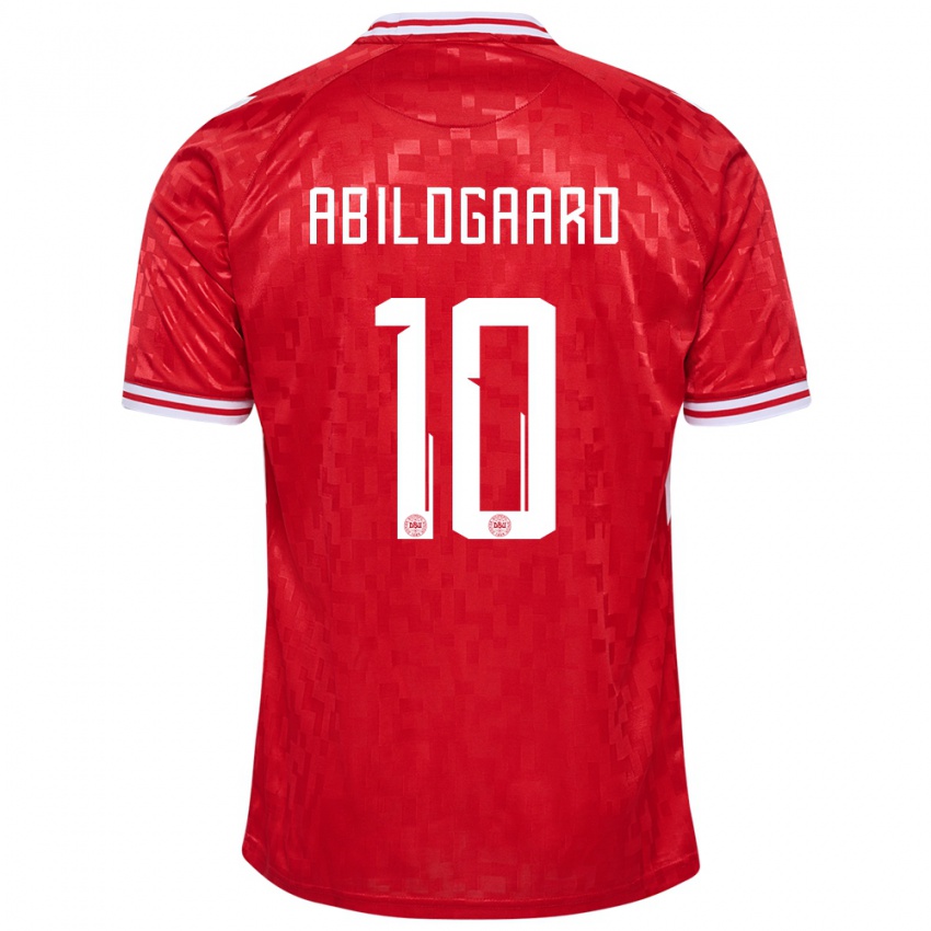 Damen Dänemark Lasse Abildgaard #10 Rot Heimtrikot Trikot 24-26 T-Shirt