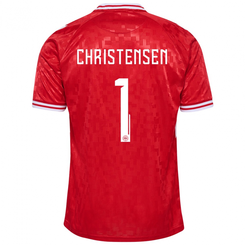 Damen Dänemark Lene Christensen #1 Rot Heimtrikot Trikot 24-26 T-Shirt