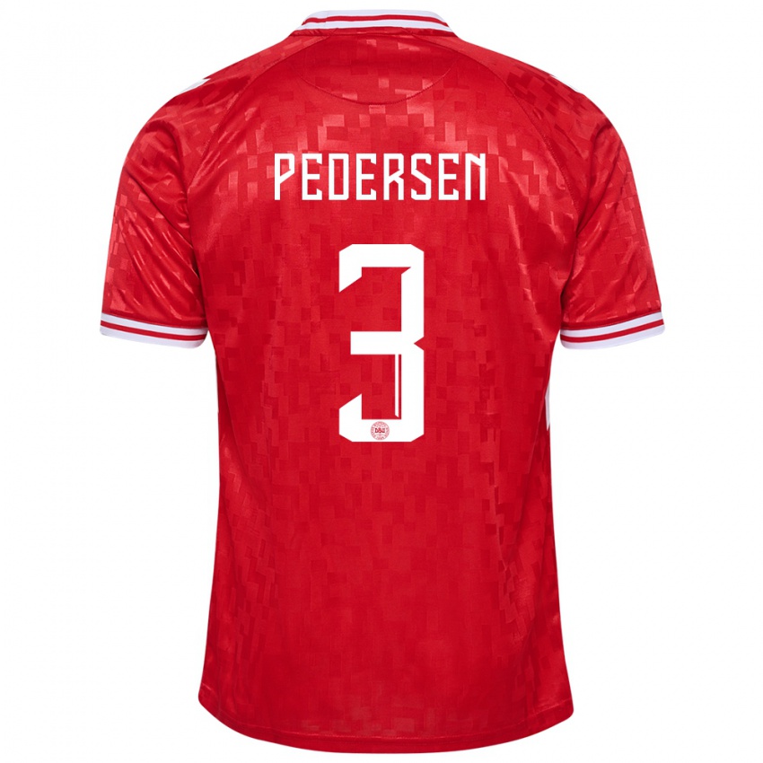 Damen Dänemark Stine Ballisager Pedersen #3 Rot Heimtrikot Trikot 24-26 T-Shirt