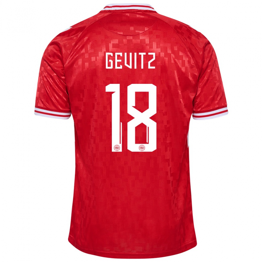 Damen Dänemark Luna Gevitz #18 Rot Heimtrikot Trikot 24-26 T-Shirt