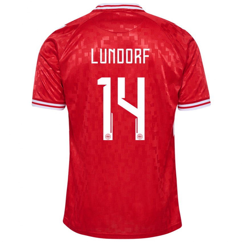 Damen Dänemark Matilde Lundorf #14 Rot Heimtrikot Trikot 24-26 T-Shirt