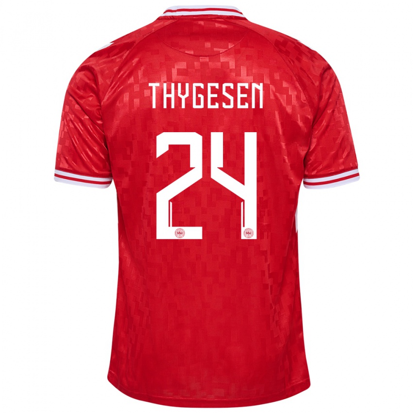 Damen Dänemark Sarah Thygesen #24 Rot Heimtrikot Trikot 24-26 T-Shirt