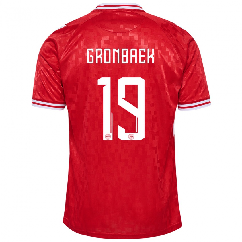 Damen Dänemark Albert Gronbaek #19 Rot Heimtrikot Trikot 24-26 T-Shirt