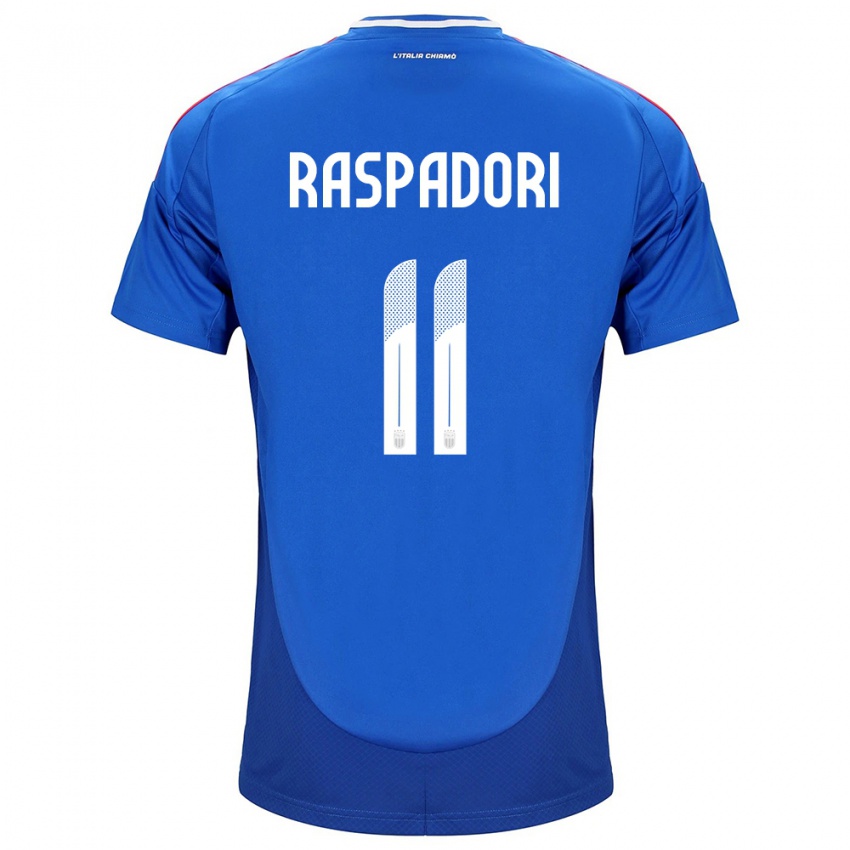 Damen Italien Giacomo Raspadori #11 Blau Heimtrikot Trikot 24-26 T-Shirt
