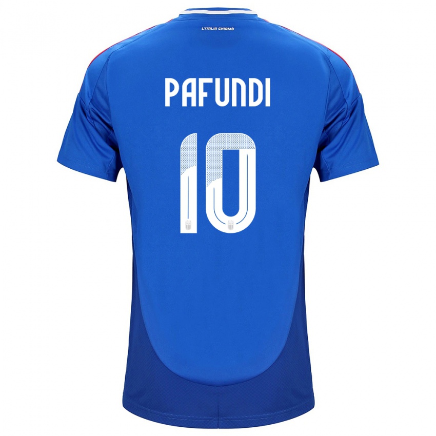 Damen Italien Simone Pafundi #10 Blau Heimtrikot Trikot 24-26 T-Shirt