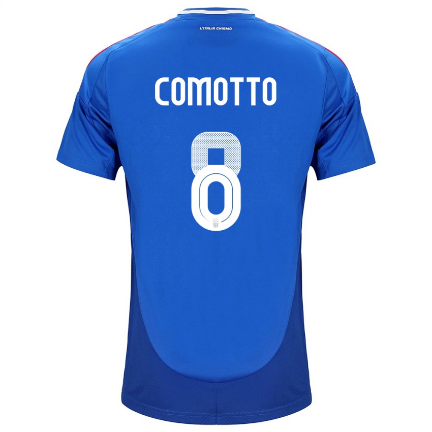 Damen Italien Christian Comotto #8 Blau Heimtrikot Trikot 24-26 T-Shirt