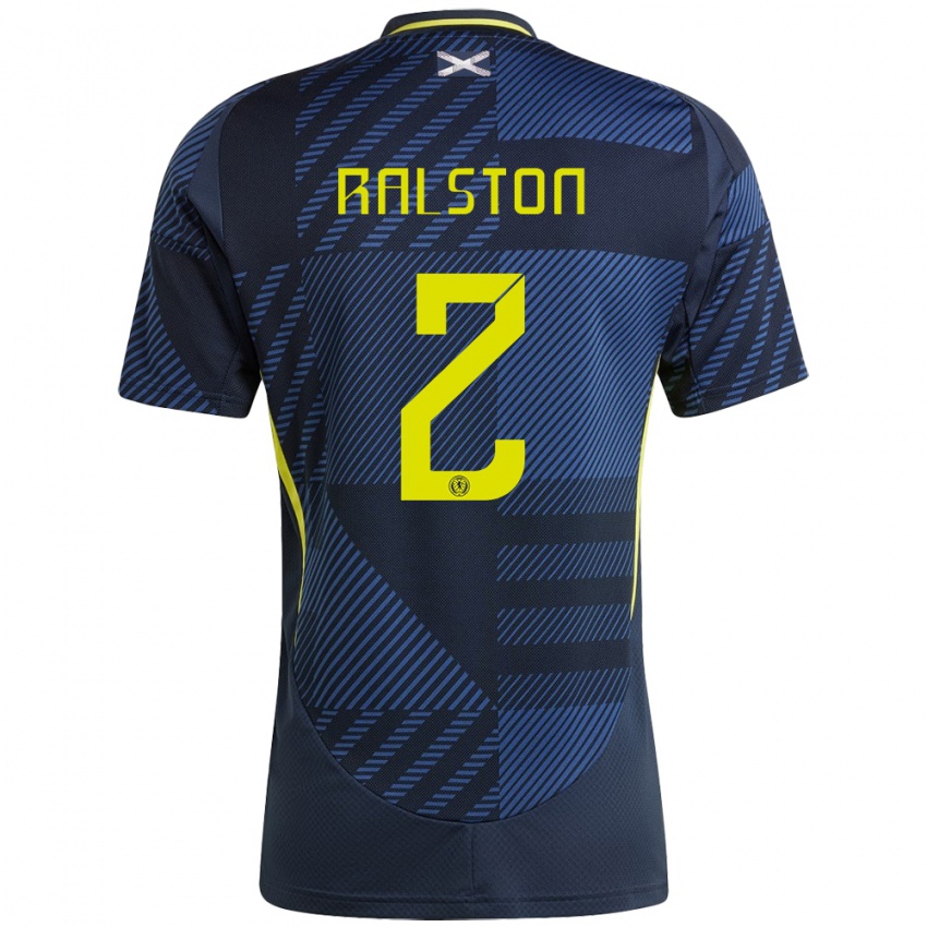 Damen Schottland Anthony Ralston #2 Dunkelblau Heimtrikot Trikot 24-26 T-Shirt