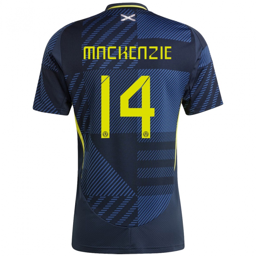 Damen Schottland Magnus Mackenzie #14 Dunkelblau Heimtrikot Trikot 24-26 T-Shirt
