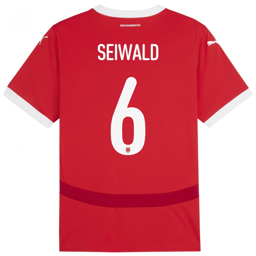 Damen Österreich Nicolas Seiwald #6 Rot Heimtrikot Trikot 24-26 T-Shirt