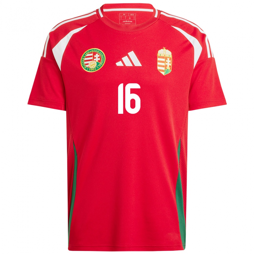 Damen Ungarn Dániel Gazdag #16 Rot Heimtrikot Trikot 24-26 T-Shirt