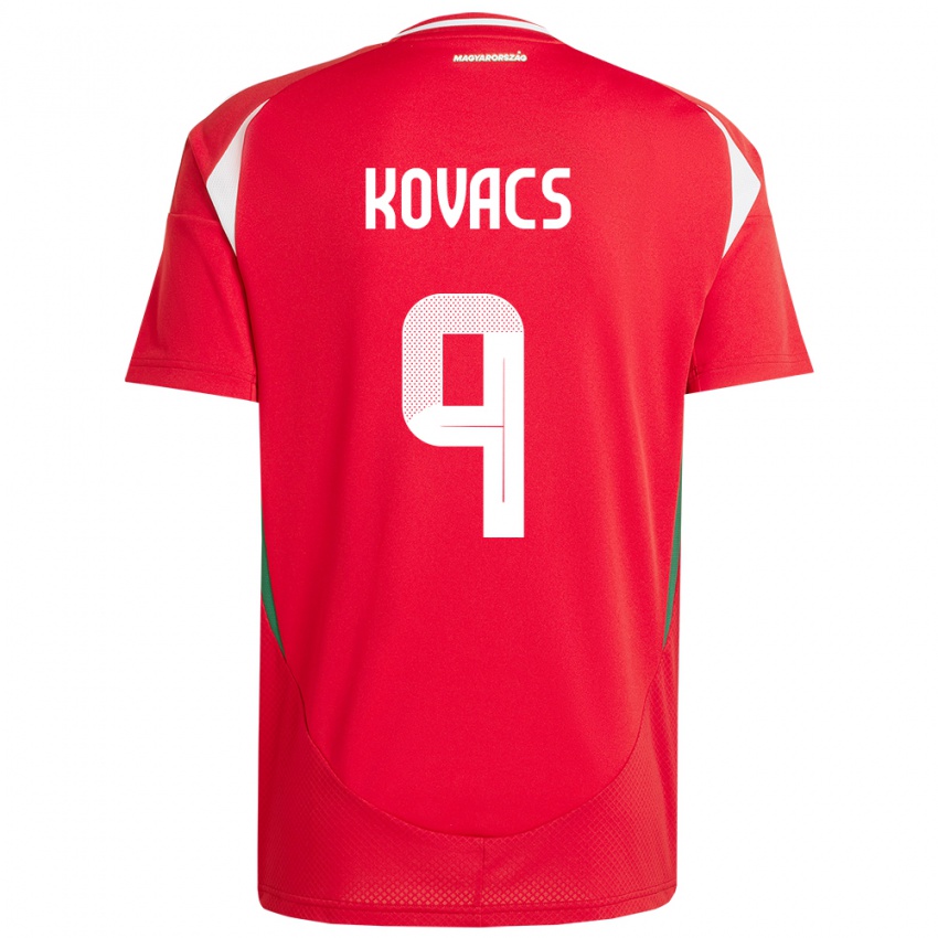 Damen Ungarn Patrik Kovács #9 Rot Heimtrikot Trikot 24-26 T-Shirt