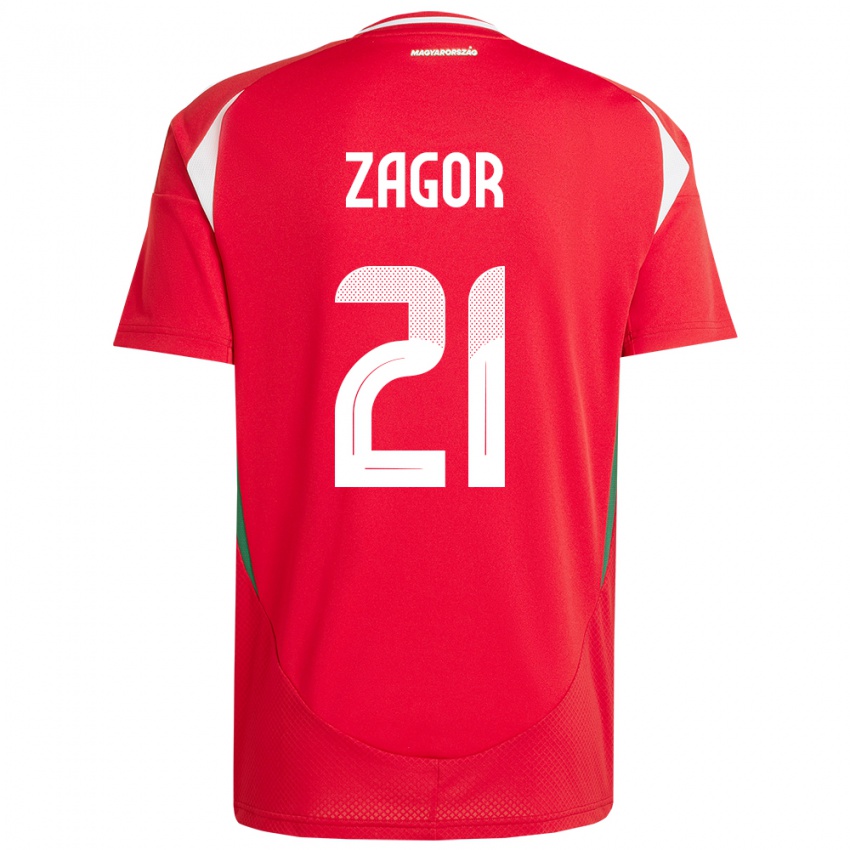 Damen Ungarn Bernadett Zágor #21 Rot Heimtrikot Trikot 24-26 T-Shirt