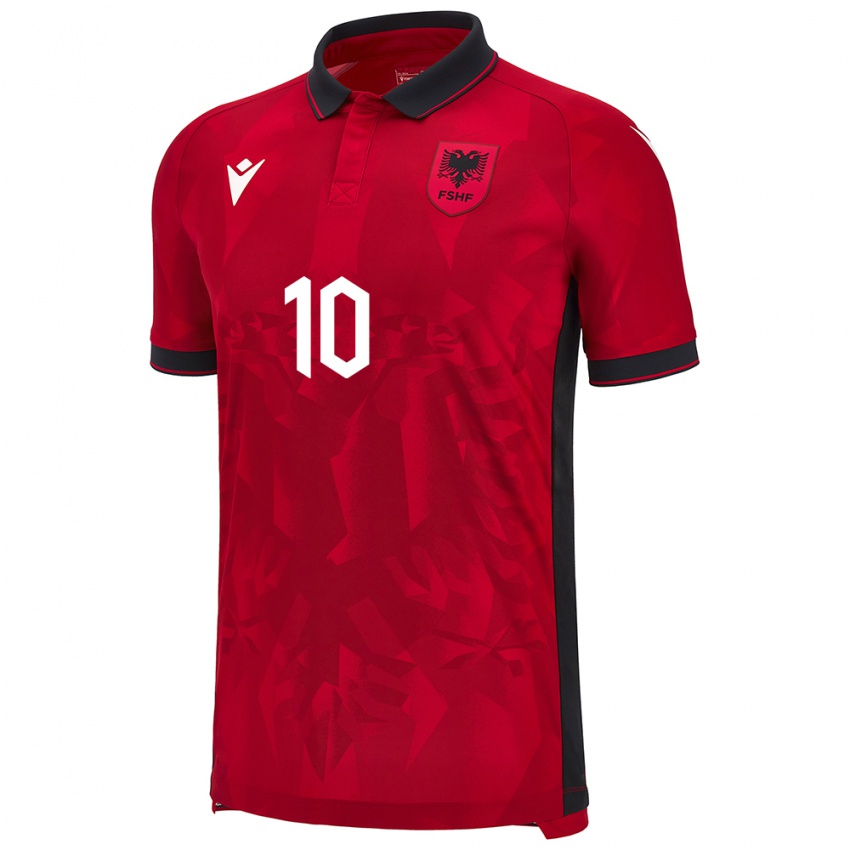 Damen Albanien Qëndresa Krasniqi #10 Rot Heimtrikot Trikot 24-26 T-Shirt