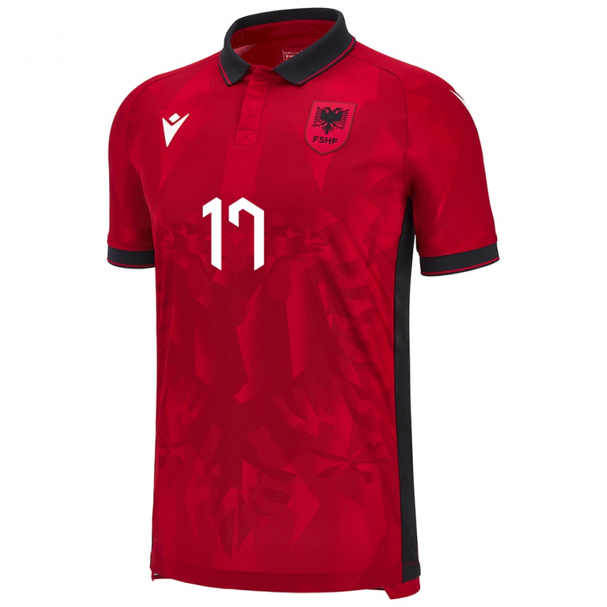 Damen Albanien Kristina Maksuti #17 Rot Heimtrikot Trikot 24-26 T-Shirt