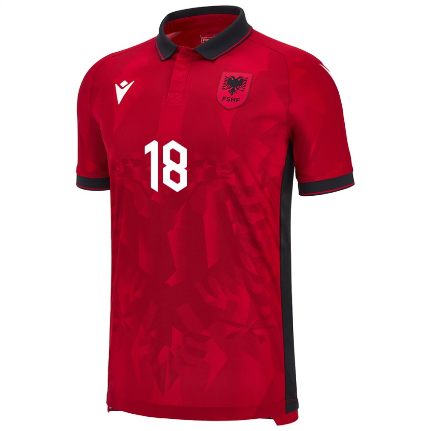 Damen Albanien Jon Mersinaj #18 Rot Heimtrikot Trikot 24-26 T-Shirt